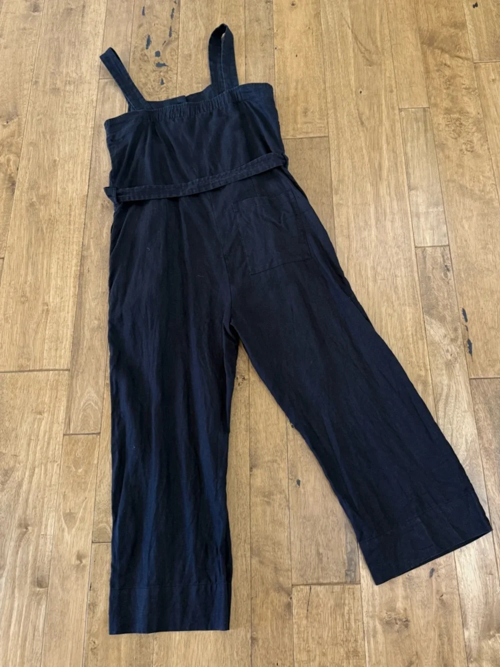 Everlane The Linen Picnic Sleeveless Jumpsuit In Washed Black